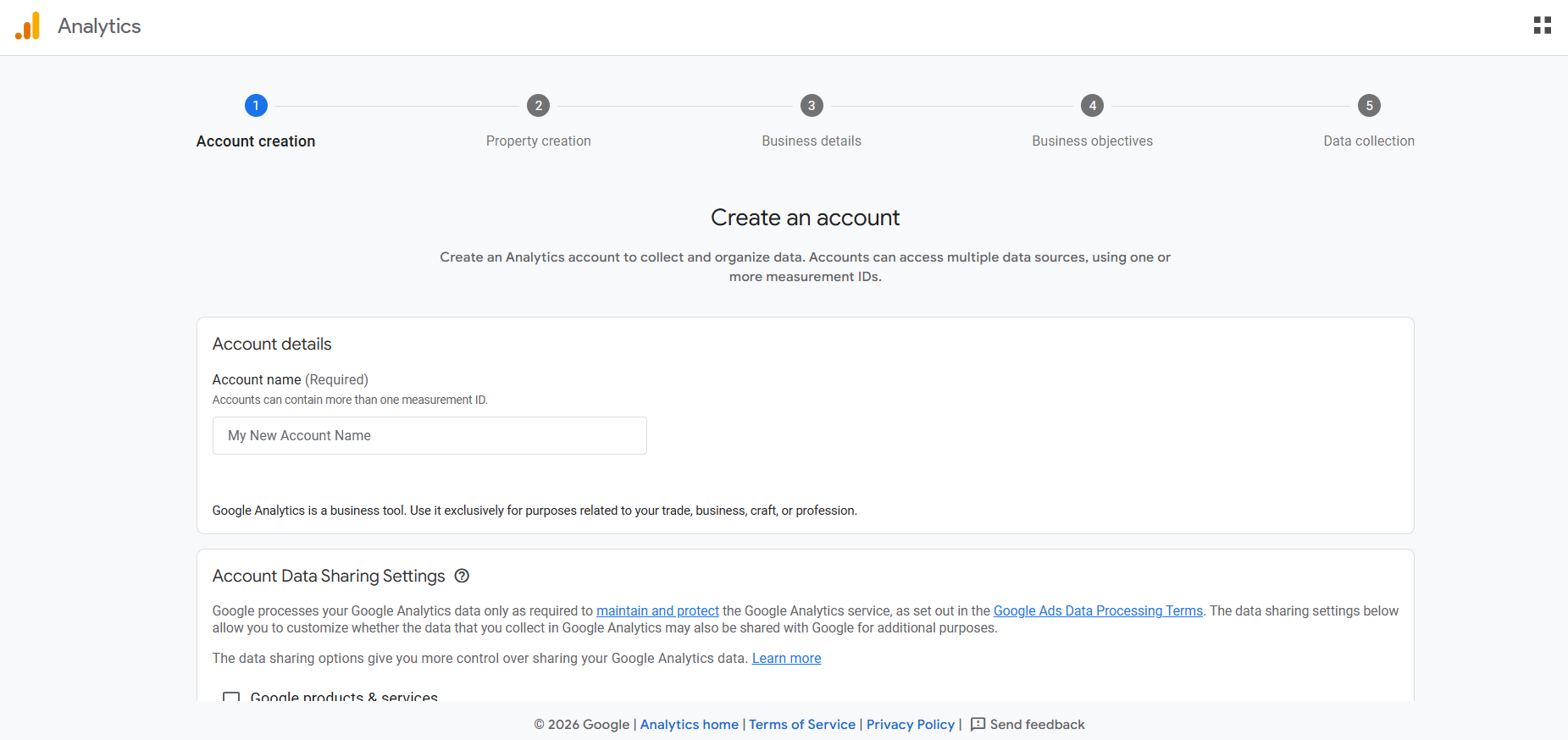 Analytics Account Naming