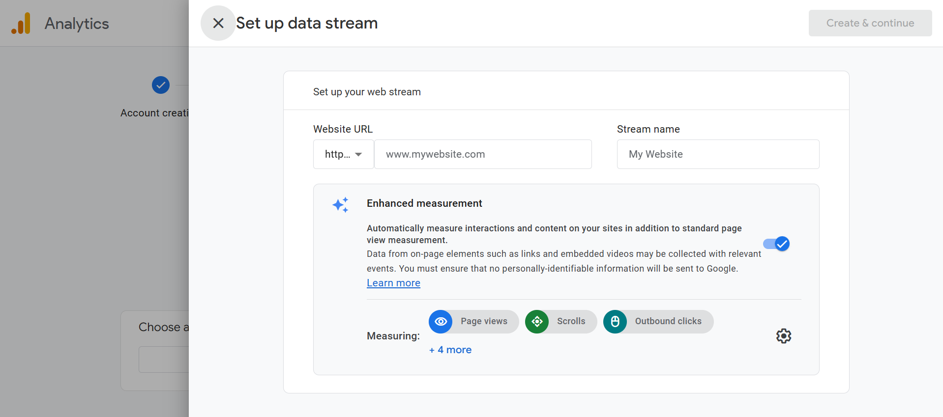 Google Analytucs Web Stream