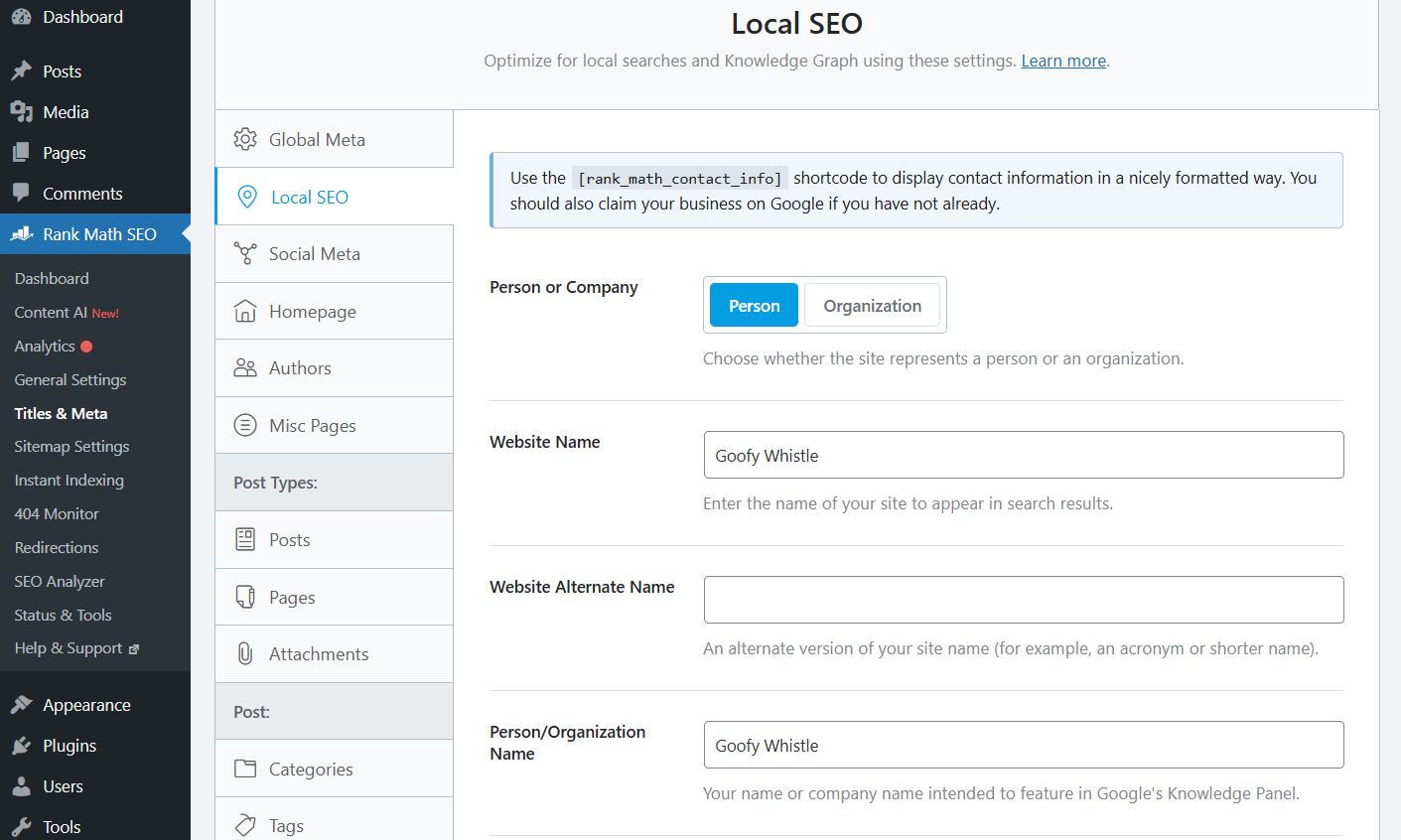 Rank Math Local SEO