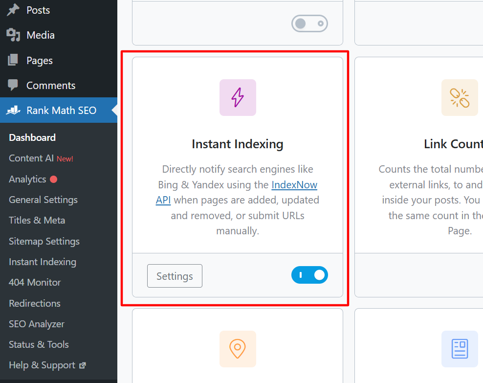 Instant Indexing Rank Math