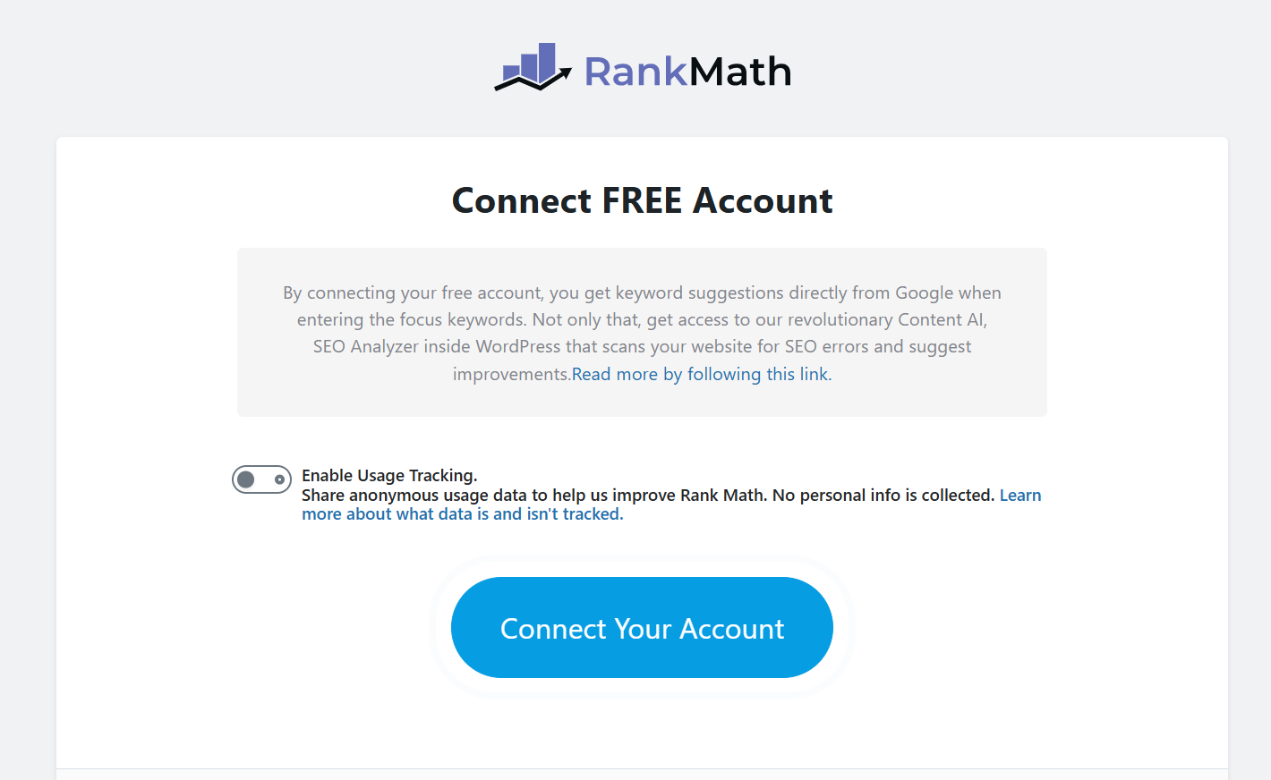 Rank Math Account Connect